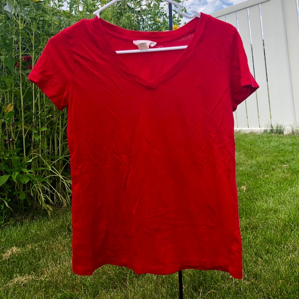Red V-neck